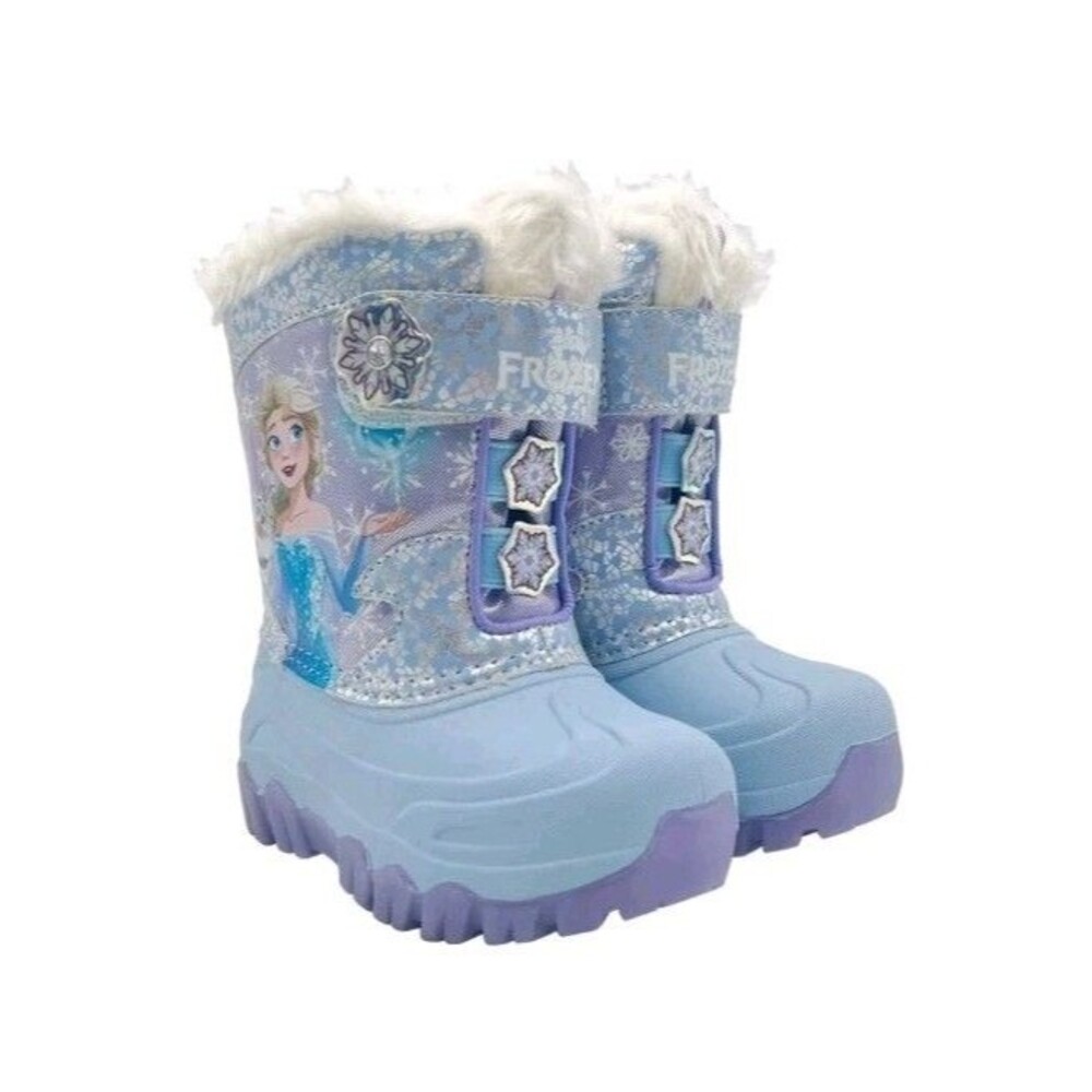Disney Frozen Elsa Anna Girls Light Up Faux Fur Snow Boots Size 6 New